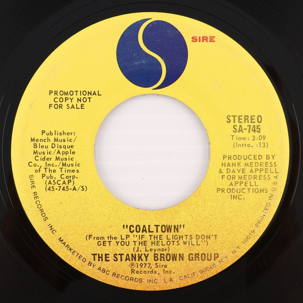 The Stanky Brown Group, Coaltown Promo Stereo/Mono 45 rpm 7" Vinyl Record SA-745